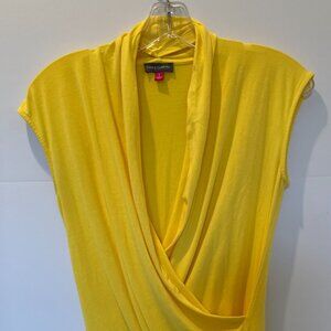 S Vince Camuto Women's Top Blouse Small Yellow Sleeveless Wrap Top